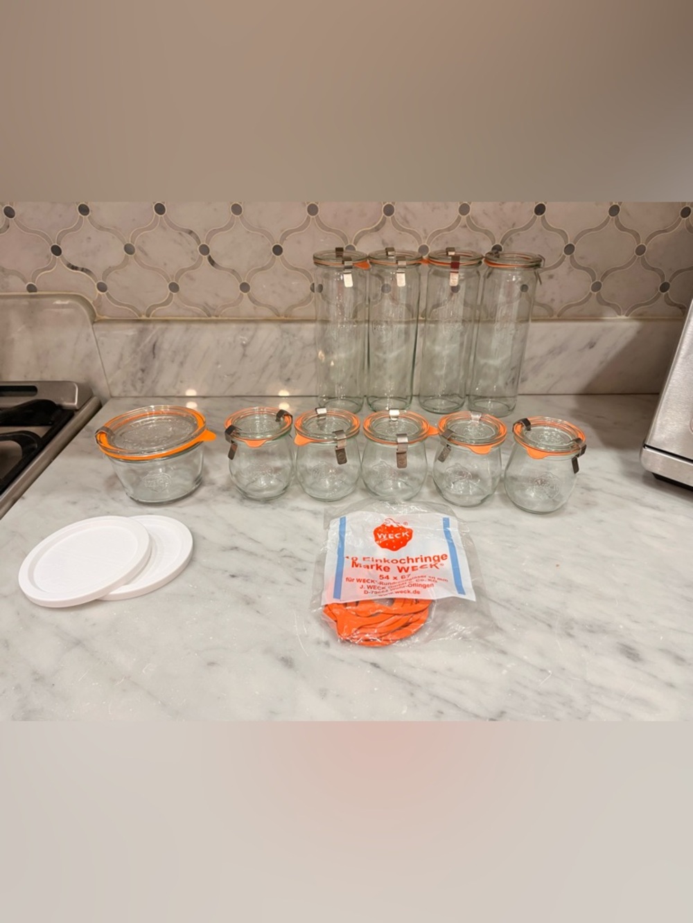 WECK Glass Jar Bundle – Tulip + Cylinder + Bowl – Lids, Clips, Rings Included